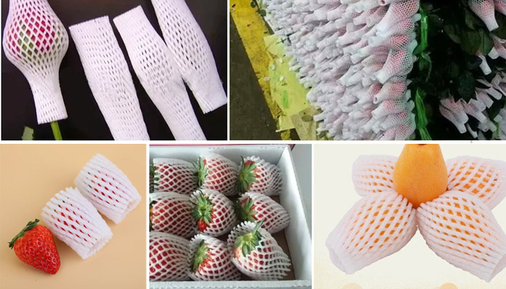 For small foam nets which are used to pack rose buds, strawberries, plums etc For small foam nets which are used to pack rose buds, strawberries, plums etc